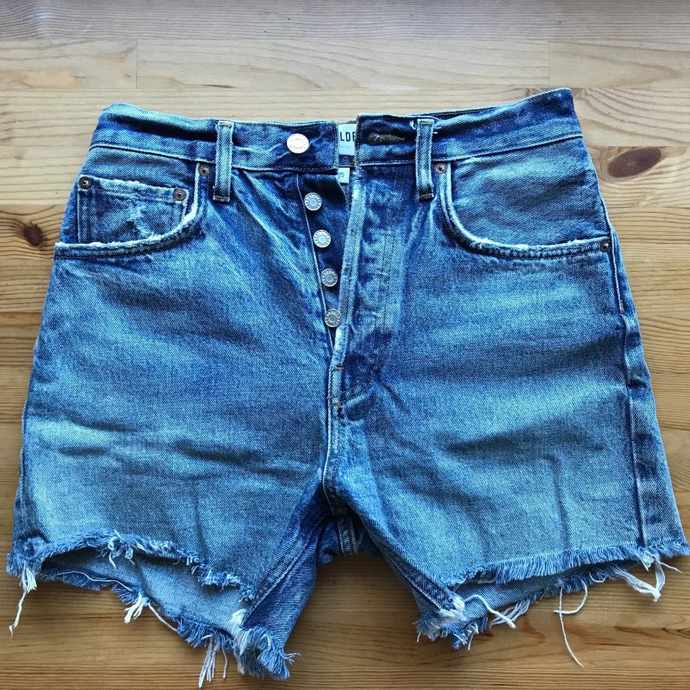 AGOLDE Riley High Rise Slim Leg Shorts Outsider, 25